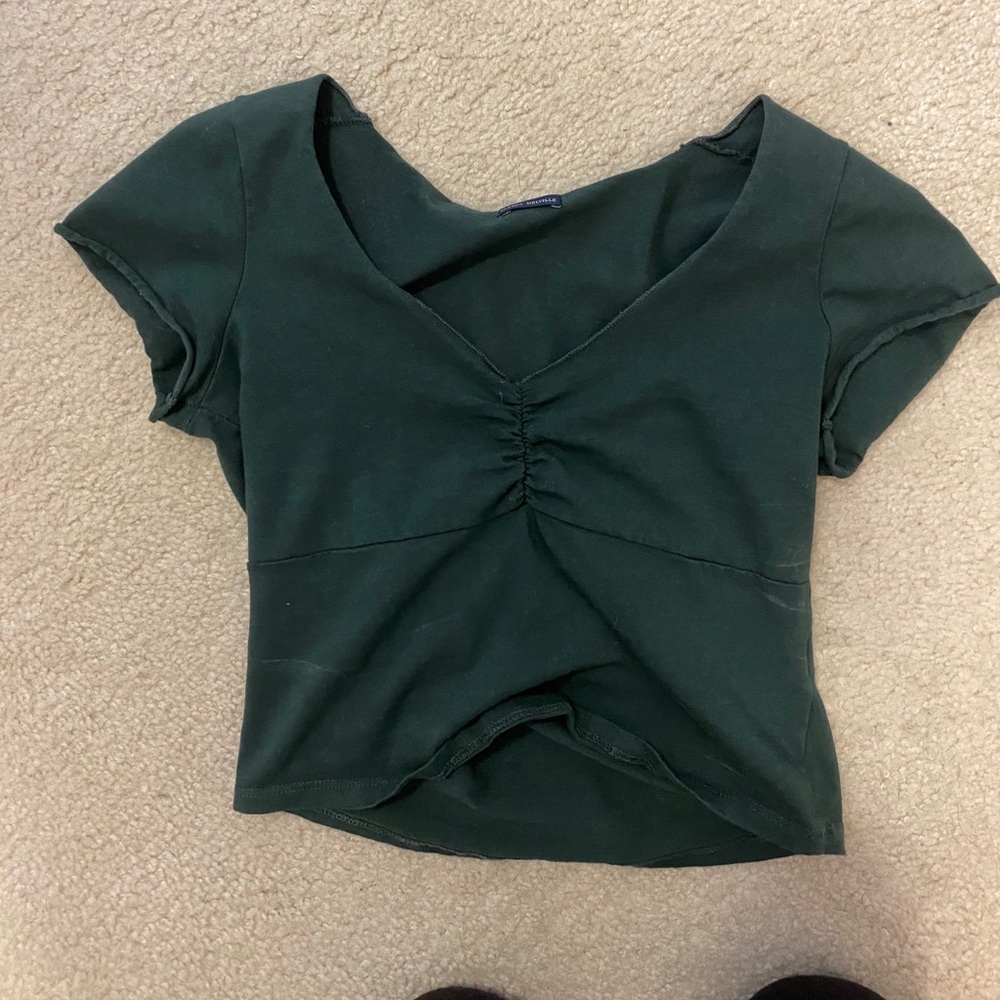 Emerald green Brandy Melville cropped shirt